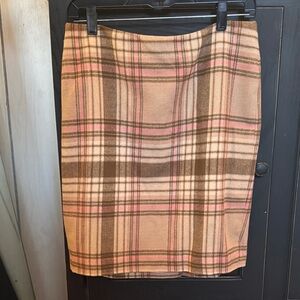 Talbots Plaid Pencil Skirt in Pink and Brown